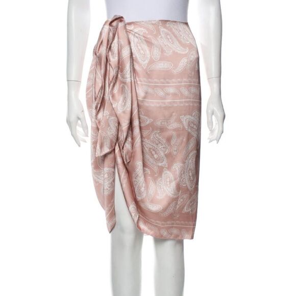 Lamarque Paisley Draped Wrap Skirt Pink Medium - Picture 10 of 10